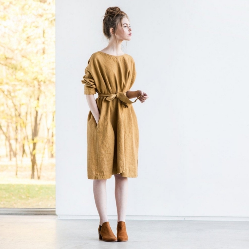 NotPerfectLinen Drop Shoulder Dress
